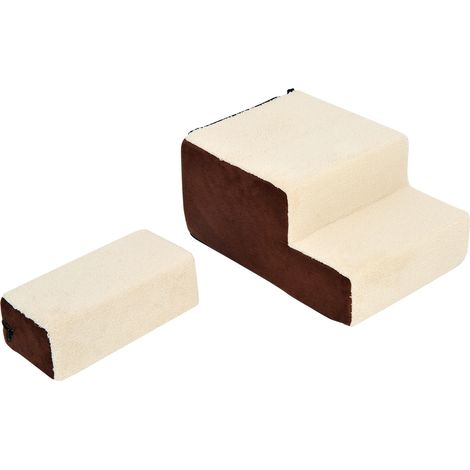 Scala per animali a 3 gradini per gatti e cani, in foam e plush beige, 54 x 40 x 39 cm (1/4)