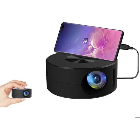Mini vidéoprojecteur portable 180P pour téléphone  Projection 20-60 pouces  Haut-parleurs intégrés  Alimentation USB