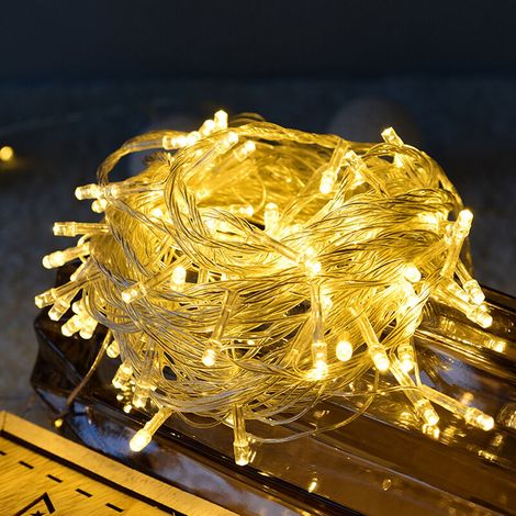 10m 100 LED Guirlande Lumineuse Étanche Éclairage Noël Lumières Rideau Lumières, Blanc Chaud - Blanc chaud (1/5)