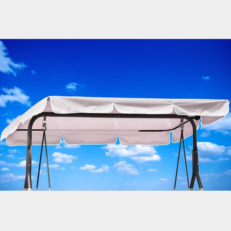 Toit de rechange pour balancelle de 210 x 145 cm, imperméable, coupe-vent, tissu en polyester, anti-UV (blanc, dimensions à plat 250 x 190 cm) (1/5)