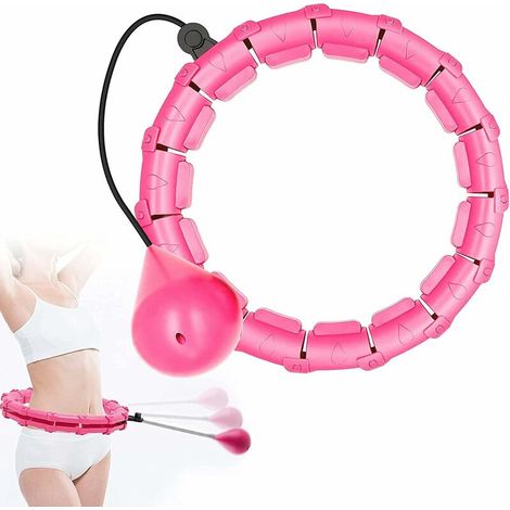 Hula hoop détachable à rotation automatique, 24 nœuds, lest réglable, massage amincissant, rose – DELKEVIC (1/5)