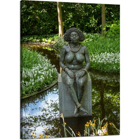 Peinture sur toile, sculpture architecturale de femmes, 50 x 70 cm