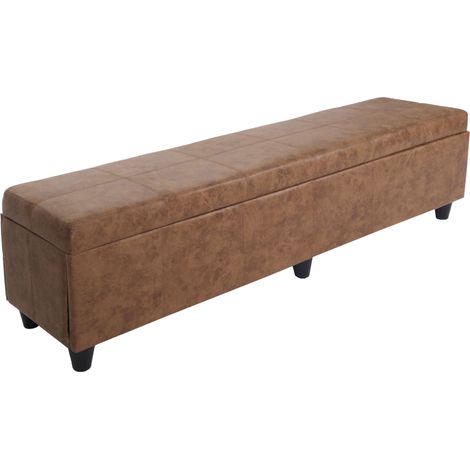 Aufbewahrungs-Truhe Sitzbank Bank Kriens XXL, Stoff/Textil, 180x45x45cm Wildlederimitat