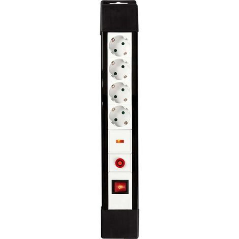 Steckdose mit uberspannungsschutz 4 fach geerdeter stecker typ f cee 77 300 m 3500 w 16 a erdungsart seitenstecker abgangswinkel 45 h05vv f 3g15mm ein aus taste schwarz (1/2)