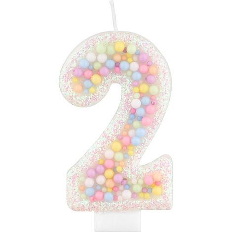 Bougies d'anniversaire macaron pour gâteau, bougie blanche en forme de chiffre 2 pour fille et garçon, décoration de fête à thème, mariage, fête prénatale (1/5)