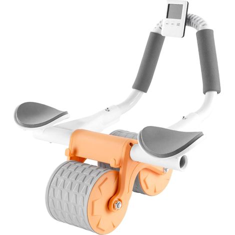 Kaelt - Orthèse de coude à rouleau d'entraînement abdominal Ab avec minuterie, équipement d'entraînement de noyau de rouleau Abs, roue abdominale à rebond automatique orange (1/4)