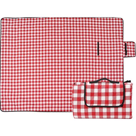 Tapis de Pique-nique Étanche 200x200 cm, Tapis de Plage Léger et Lavable à Carreaux avec Poignée, Idéal pour Camping Randonnée Parc Extérieur (1/4)