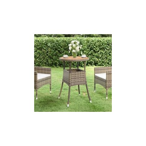 Table de jardin Ø60x75 Acacia et résine tressée Gris (1/5)