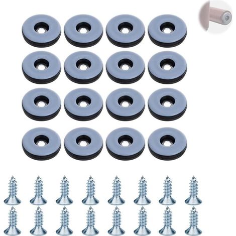 16 runde, schwarze Teflon-Möbelgleiter Ø 22 mm mit 16 Edelstahlschrauben für Stühle und schwere Möbel