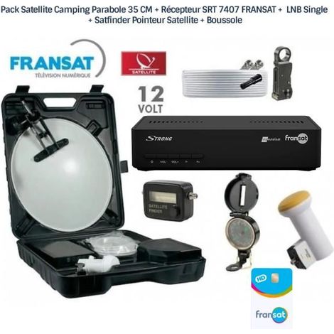 Pack Satellite Camping - FRANSAT - SRT 7407 - Parabole 35 CM - LNB Single - Kit Complet