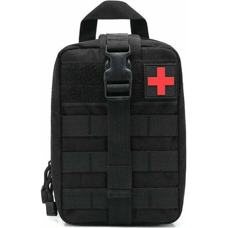Trousse de premiers secours, trousse de survie, trousse de premiers secours, trousse médicale d'urgence de camping en milieu de travail noire (vide), (1/4)