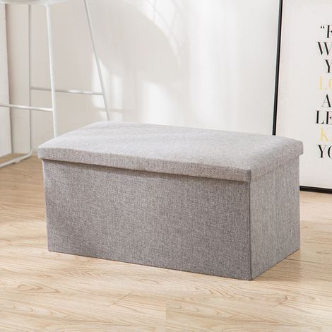 Pouf de rangement pliable en tissu, repose-pieds, tabouret de rangement multifonctionnel, boîte de rangement pour salon ou dortoir, gris, taille S (1/5)