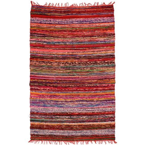 WOODSTOCK - Tapis souple en coton à rayures rouge 100x200 (1/5)