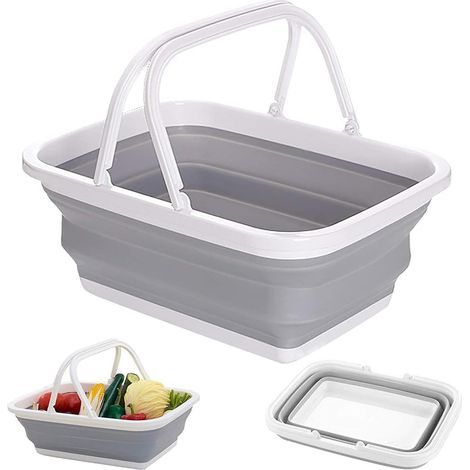 Seau Pliable, Panier Pliable Camping et Maison - Bassine Retractable, Lavage, Stockage Léger - Idéal pour Voyage, Randonnée et Domicile (1/5)