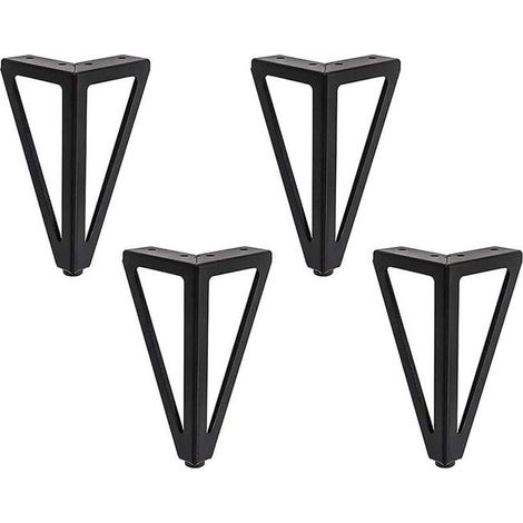 Pieds de Meuble Métal Noir 15cm Lot de 4 Triangles Style Contemporain pour Canapé Armoire Lit (1/3)