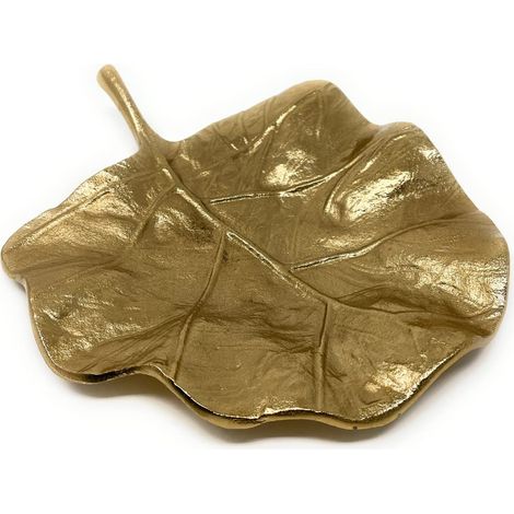 Assiette décorative florale en métal au design de feuille - Bol décoratif - Plateau à collations - Plateau à clés - Assiette à bijoux en forme de feuille d'aluminium 23 x 20 cm (1/5)