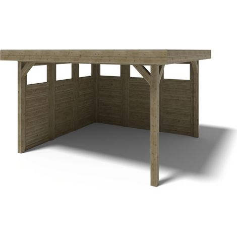 Gazebo da giardino in legno pergola 4.04x4.04 m con pannell - Impregnata - ALT135 (1/5)