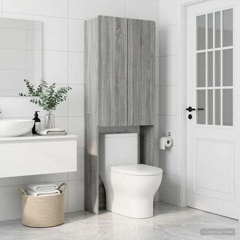 Armoire de toilette ZWOLLE Sonoma Gris 66 x 25,5 x 190 cm, Meuble Mural, Design Moderne (1/5)