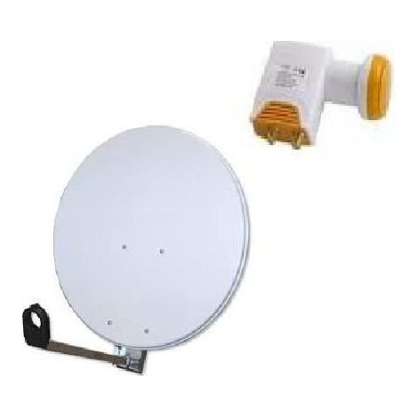 Parabole satellite acier BLANCHE 80cm + LNB Quad Universel Golden Media 0,1dB