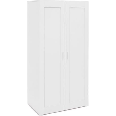 Idmarket – Armoire 2 portes blanche 80 cm – Penderie avec étagères de rangement – Capacité 20 kg par étagère – Dimensions 167 x 48 cm