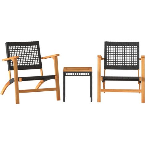 Maison Exclusive - 3-tlg. Bistro-Set Schwarz Poly Rattan und Mass