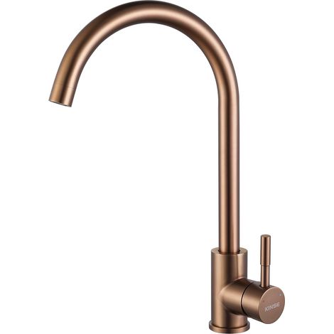 Robinet Cuisine - Acier Inoxydable - Bec Pivotant 360° - Cartouche Céramique 35 mm - Économie Eau 30% - Rose Doré - 1 Pièce