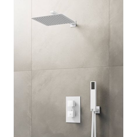 Conj. Empotr. Termostático Orion Blanco + Rociador Pared - GME