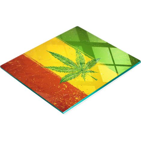 Tabla de cortar de cristal para cocina con gráfico decorativo de la bandera rastafari, 60x52 cm. (1/5)