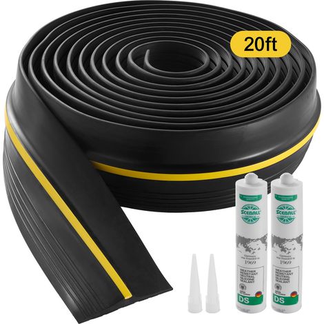 Bande d'étanchéité de seuil de porte de garage, 6 m, universelle avec adhésif, PVC épais, remplacement résistant aux intempéries, noir. (1/5)