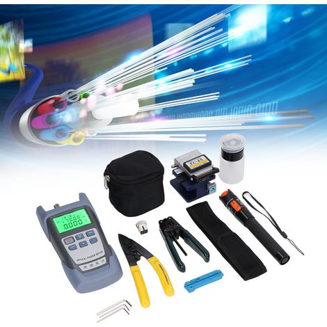 Kit d'outils pour fibres optiques de 15 pièces comprenant un débitmètre optique DXL-40D (1/5)