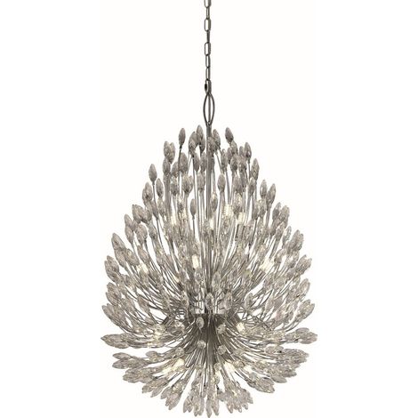 Peacock Plafonnier à 20 ampoules, cristal et métal (1/3)