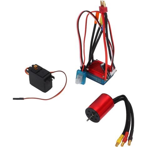 Kit moteur brushless 2435, moteur brushless 4 pôles 12 emplacements 4800KV, variateur 25A avec servo métallique 2,2 kg pour voiture RC 1/16 et 1/8 (1/5)