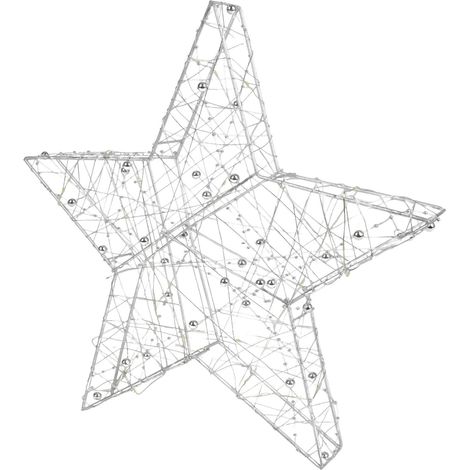 Drahtstern mit LED Beleuchtung H=33cm gold silber Weihnachtsdeko Weihnachtsstern - silber