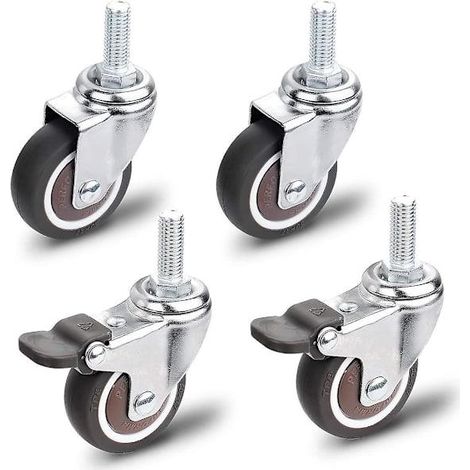 Roulettes pour meubles pivotantes avec frein et sans universelles pour M10x25 mm capacité 2 (1/5)