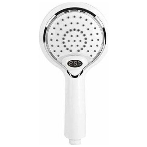 QORVA-Pomme de Douche à LED de Poche 3 Couleurs changent à Eau, pommeau de Douche à LED avec Affichage numérique du capteur de température, pulvérisateur de Douche à Contrôle de température Blanc-Fei (1/4)