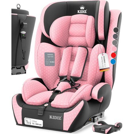 KIDIZ® Seggiolino auto Triangle Premium guscio del seggiolino auto 9 kg - 36 kg 1-12 anni gruppo 1/2/3 universale omologato secondo ECE R129/03 con Isofix rosa
