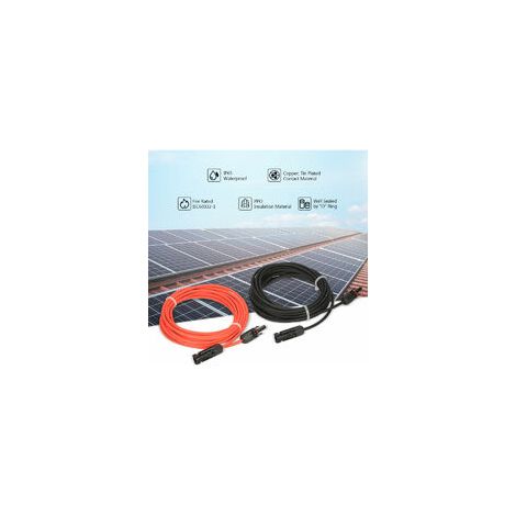 Cavo di prolunga per pannello solare con connettore MC4, coppia rosso + nero, 14AWG, 3 metri / 10 piedi (1/4)