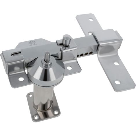 Verrou de porte avec cylindre de sécurité et loquet d'ouverture Acier Couleur argentée Cylindre 70 mm Comprend 5 clés à point 105 x 170 mm (1/3)