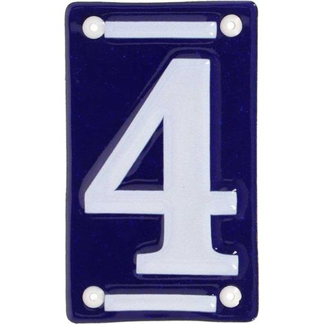 Numéro de maison en fer émaillé Chiffre 4 (1/2)