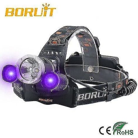 Lampe frontale LED violette Hhcx 6000 lm Xm T6+2xpe 395 nm, lampe torche 3 modes USB (1/5)