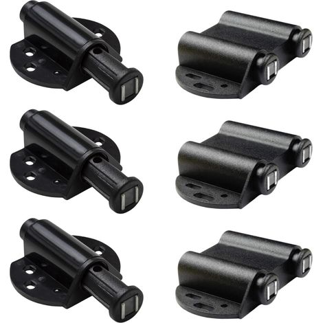 Fermeture Magnétique à Clip Simple et Double Push to Open Pour Meubles, Portes, Tiroirs et Armoires (Noir - Double à pression) (1/2)