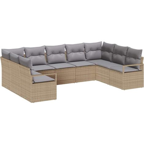 Maison Exclusive - Set di divani 9 pz Beige polyrattan (1/5)