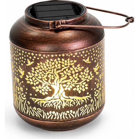 Lanterne Solaire Décorative Arbre de Vie en Métal, IP65, pour Jardin et Terrasse, Lot de 2 (1/5)