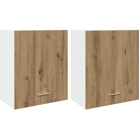 Set di 2 armadietti a sospensione design moderno ottimizzazione spazio cucina 50 x 31 x 60 cm in legno ingegnerizzato rovere artigianale 020050760