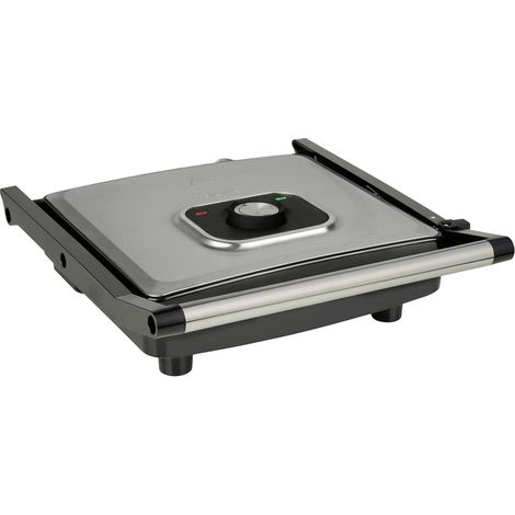 Tristar GR-2858 Elektro Kontaktgrill Antihaftbeschichtung, Kontrollleuchte Schwarz, Silber