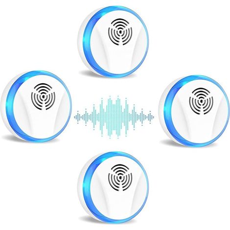 4 Pack Répulsif Ultrasonique Antiparasitaire Insectifuge Intérieur Electronic Ultrasonic Pest Repeller pour Rongeurs Insectes Répulsif Ultrason Souris, Rats, Moustiques, Cafards, Araignées (1/5)