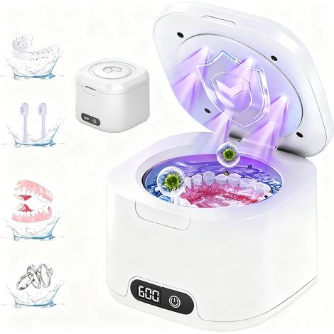 Ultraschallreiniger 49 kHz 340 ml Weiß – 4 Modi – Brillenreinigung – Ultraschallreiniger für Brillen – Schmuck – Juwelen (1/5)