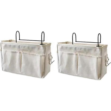 Sac de rangement suspendu pour table de chevet, sac de rangement pour magazines, porte-jouets, boîte à mouchoirs pour bébé, sac de rangement blanc (1/5)