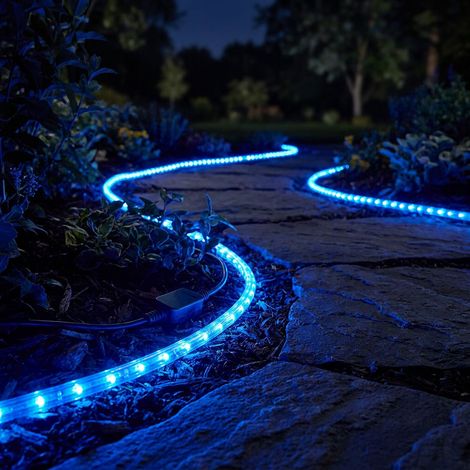 2x Luce da esterno Luce per tubo da giardino Luce anti-schizzo blu L 600cm (1/5)