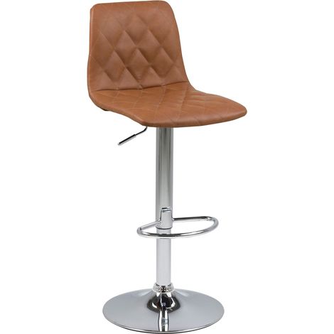 AC Design Furniture Enya sgabello bar, H: 110 x l: 40 x P: 48.5 cm, marrone chiaro/cromo, PU, 1 pz. (1/5)